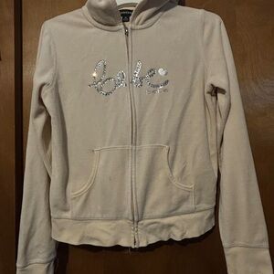 Bebe tan cream zip up hoodie